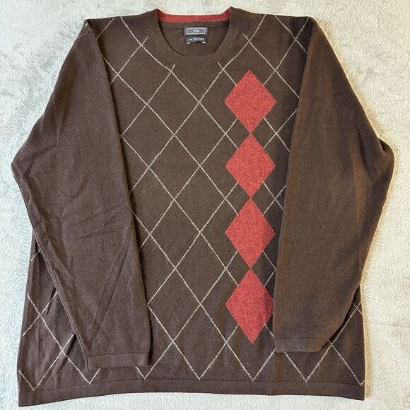 John W. Nordstrom Other - JWN Tan Light Brown Diamond Design 100% Cashmere Sweater‎ Men Size XXL Nordstrom